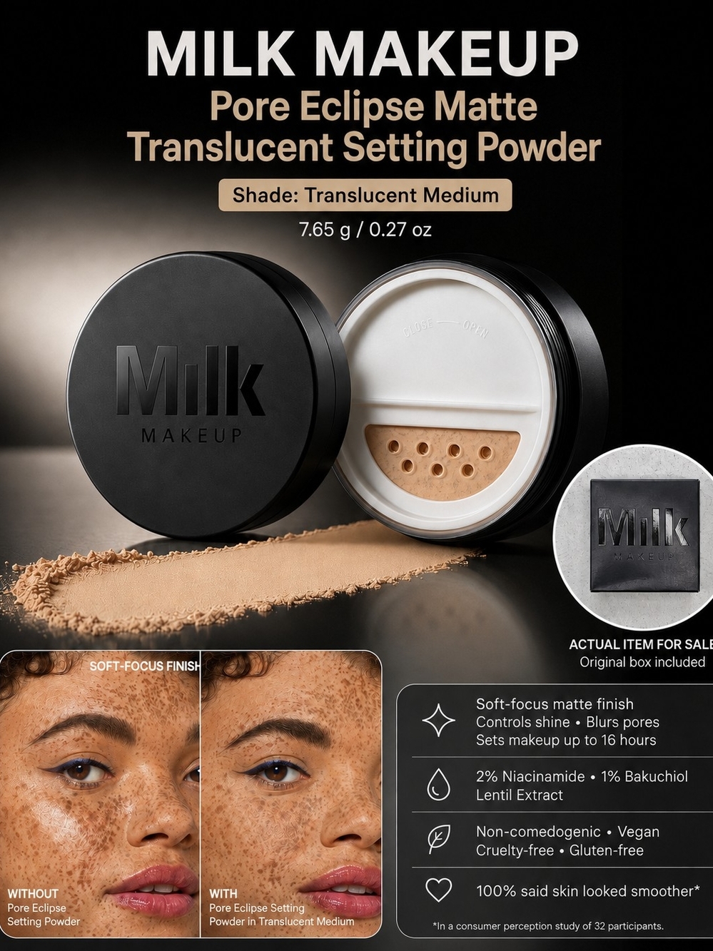 Milk Makeup Pore Eclipse Matte Translucent Setting Powder β Translucent Medium